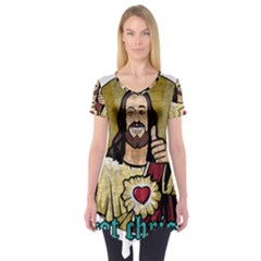 Buddy Christ Short Sleeve Tunic  by Valentinaart