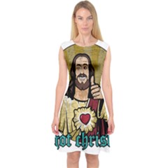 Buddy Christ Capsleeve Midi Dress by Valentinaart