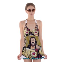 Buddy Christ Halter Dress Swimsuit  by Valentinaart