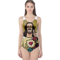 Buddy Christ One Piece Swimsuit by Valentinaart