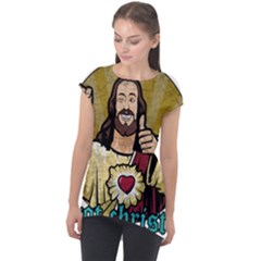 Buddy Christ Cap Sleeve High Low Top by Valentinaart