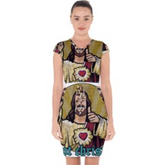 Buddy Christ Capsleeve Drawstring Dress  by Valentinaart