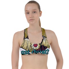 Buddy Christ Criss Cross Racerback Sports Bra by Valentinaart