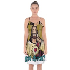 Buddy Christ Ruffle Detail Chiffon Dress by Valentinaart