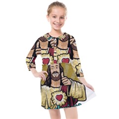 Buddy Christ Kids  Quarter Sleeve Shirt Dress by Valentinaart