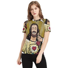 Buddy Christ Women s Short Sleeve Rash Guard by Valentinaart