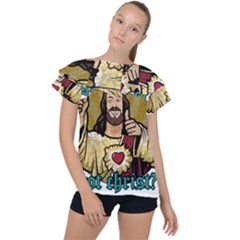 Buddy Christ Ruffle Collar Chiffon Blouse