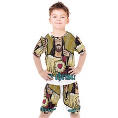 Buddy Christ Kids  Tee And Shorts Set by Valentinaart