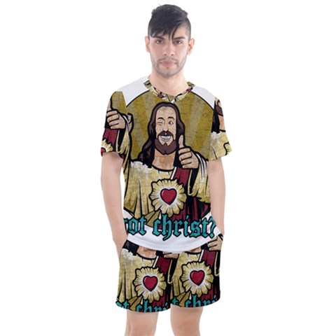 Buddy Christ Men s Mesh Tee And Shorts Set by Valentinaart