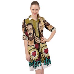 Buddy Christ Long Sleeve Mini Shirt Dress by Valentinaart