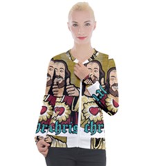 Buddy Christ Casual Zip Up Jacket by Valentinaart