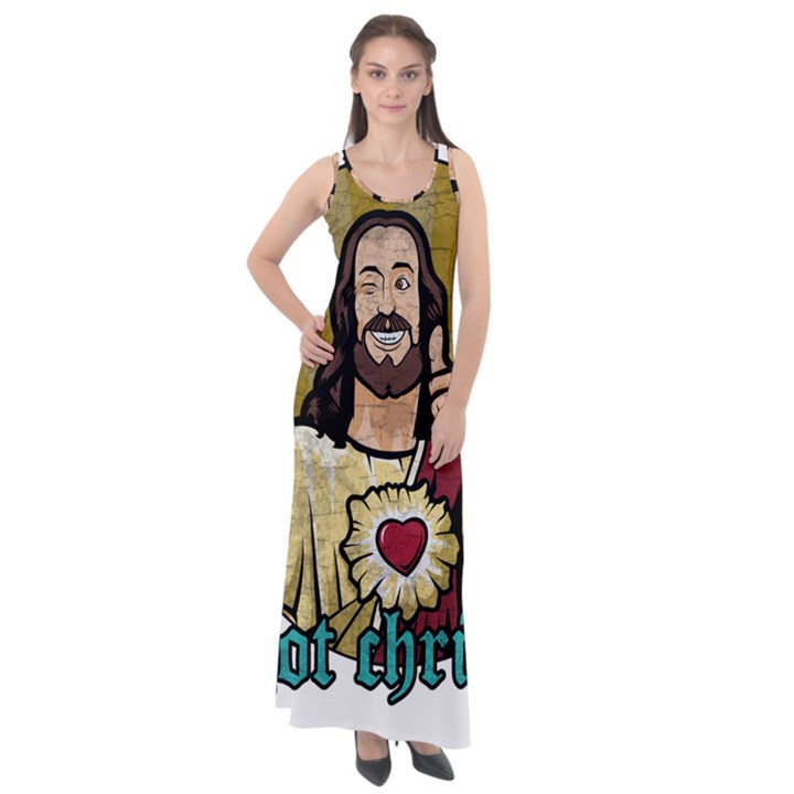 Buddy Christ Sleeveless Velour Maxi Dress