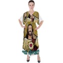 Buddy Christ V-Neck Boho Style Maxi Dress View1