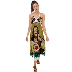 Buddy Christ Halter Tie Back Dress  by Valentinaart