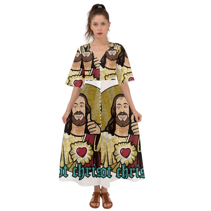 Buddy Christ Kimono Sleeve Boho Dress