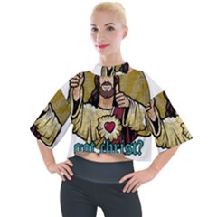 Buddy Christ Mock Neck Tee by Valentinaart