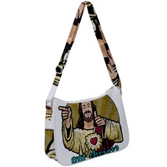 Buddy Christ Zip Up Shoulder Bag by Valentinaart