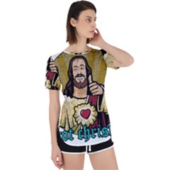 Buddy Christ Perpetual Short Sleeve T-shirt by Valentinaart