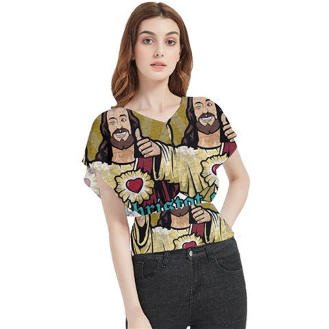 Buddy Christ Butterfly Chiffon Blouse by Valentinaart