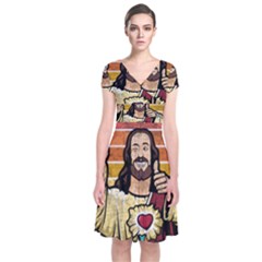 Got Christ? Short Sleeve Front Wrap Dress by Valentinaart