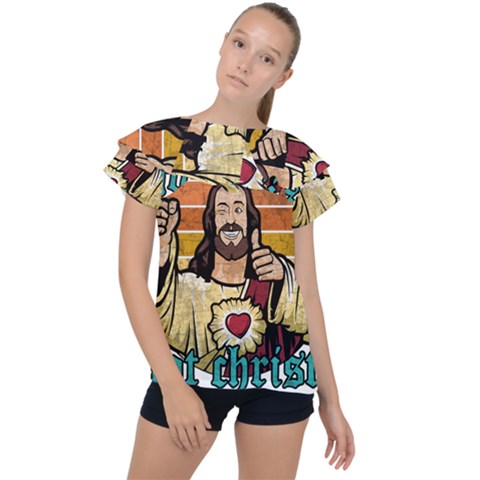 Got Christ? Ruffle Collar Chiffon Blouse by Valentinaart