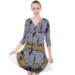 Chinese New Year ¨c Year Of The Ox Quarter Sleeve Front Wrap Dress by Valentinaart