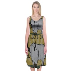 Chinese New Year ¨c Year Of The Ox Midi Sleeveless Dress by Valentinaart