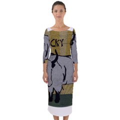 Chinese New Year ¨c Year Of The Ox Quarter Sleeve Midi Bodycon Dress