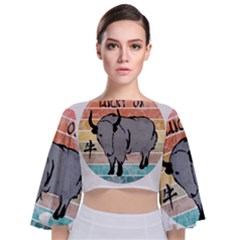 Chinese New Year ¨c Year Of The Ox Tie Back Butterfly Sleeve Chiffon Top by Valentinaart