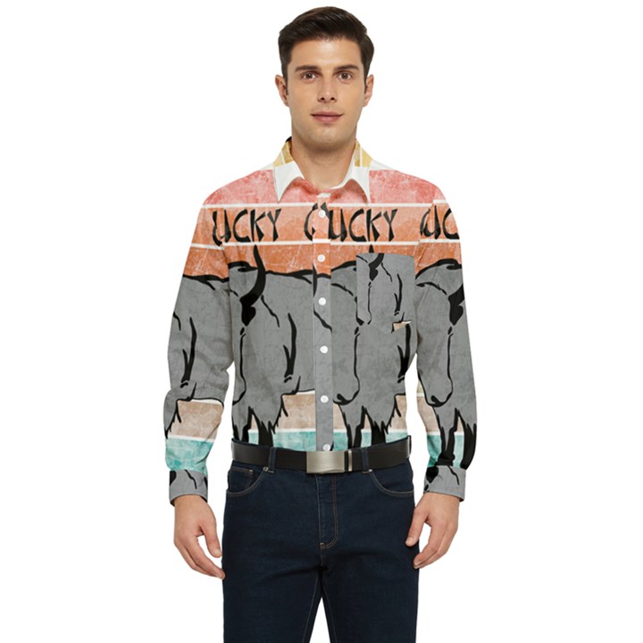 Chinese New Year ¨C Year of the Ox Men s Long Sleeve Pocket Shirt 