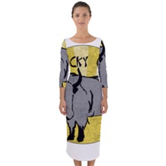 Chinese New Year ¨c Year Of The Ox Quarter Sleeve Midi Bodycon Dress