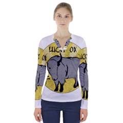 Chinese New Year ¨c Year Of The Ox V-neck Long Sleeve Top by Valentinaart