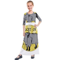 Chinese New Year ¨c Year Of The Ox Kids  Quarter Sleeve Maxi Dress by Valentinaart