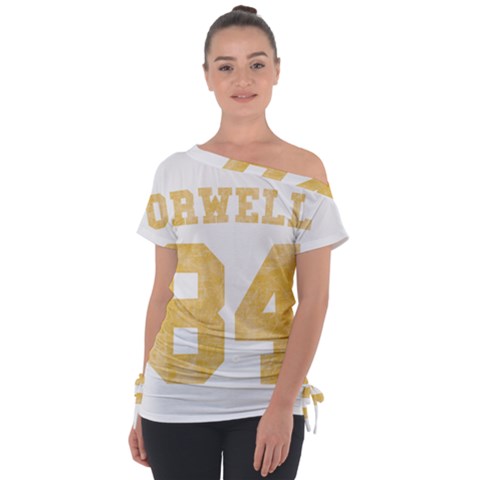 Orwell 84 Off Shoulder Tie-up Tee by Valentinaart