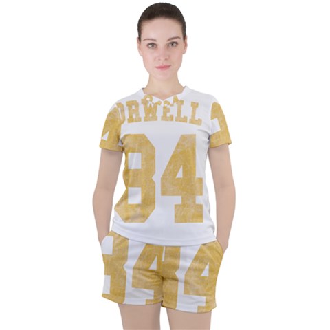 Orwell 84 Women s Tee And Shorts Set by Valentinaart