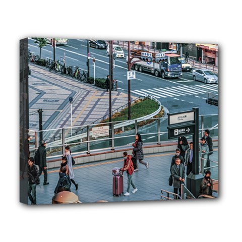 Crowded Urban Scene, Osaka Japan Deluxe Canvas 20  X 16  (stretched) by dflcprintsclothing