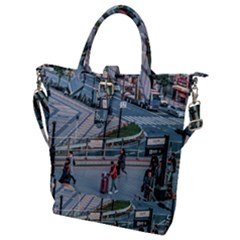 Crowded Urban Scene, Osaka Japan Buckle Top Tote Bag by dflcprintsclothing