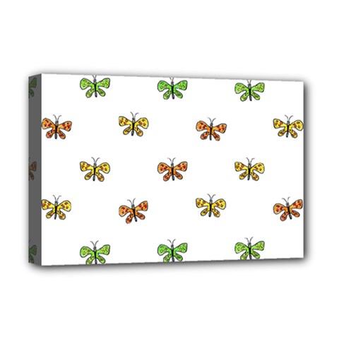 Butterfly Cartoon Drawing Motif  Pattern Deluxe Canvas 18  X 12  (stretched)