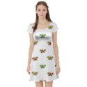 Butterfly Cartoon Drawing Motif  Pattern Short Sleeve Skater Dress View1