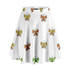 Butterfly Cartoon Drawing Motif  Pattern High Waist Skirt