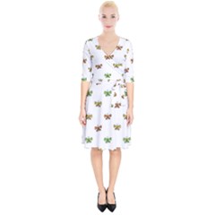 Butterfly Cartoon Drawing Motif  Pattern Wrap Up Cocktail Dress