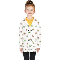 Butterfly Cartoon Drawing Motif  Pattern Kids  Double Breasted Button Coat by dflcprintsclothing