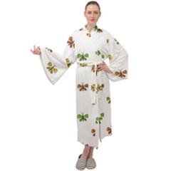 Butterfly Cartoon Drawing Motif  Pattern Maxi Velour Kimono by dflcprintsclothing