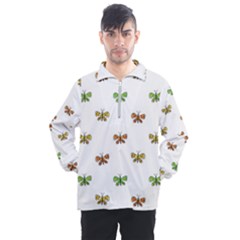 Butterfly Cartoon Drawing Motif  Pattern Men s Half Zip Pullover