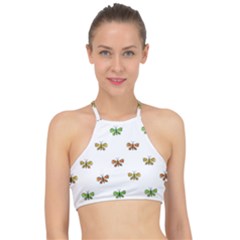 Butterfly Cartoon Drawing Motif  Pattern Racer Front Bikini Top