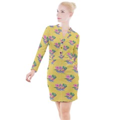 Floral Button Long Sleeve Dress by Sparkle