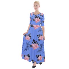 Flowers Pattern Half Sleeves Maxi Dress by Sparkle