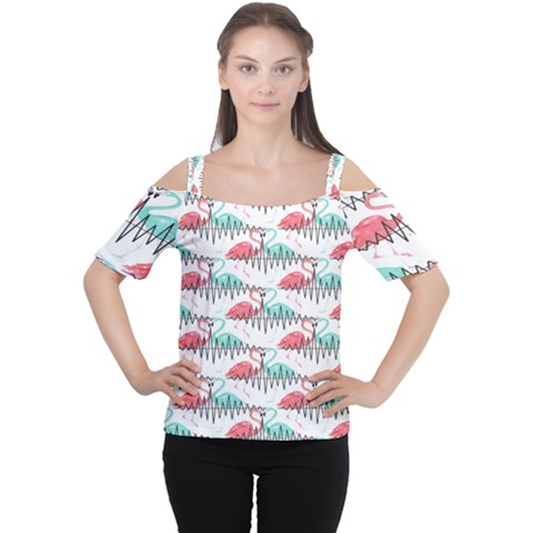 Music Flamingo Cutout Shoulder Tee by Sparkle