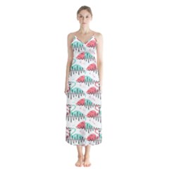 Music Flamingo Button Up Chiffon Maxi Dress by Sparkle