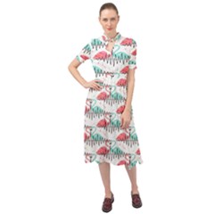 Music Flamingo Keyhole Neckline Chiffon Dress by Sparkle